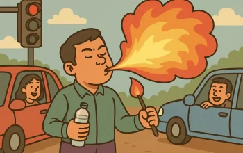 Atraksi Api di Lampu Merah: Ketika Jalanan Jadi Panggung Hidup