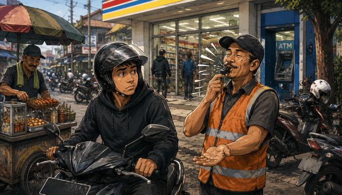 “Parkir Gratis” Itu Fana, Kawan. Yang Abadi Adalah Tiupan Peluit saat Anda Menyalakan Mesin Motor
