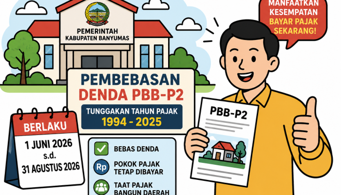 Banyumas Bebaskan Denda PBB-P2 Tunggakan 1994–2025, Berlaku hingga 31 Agustus 2026